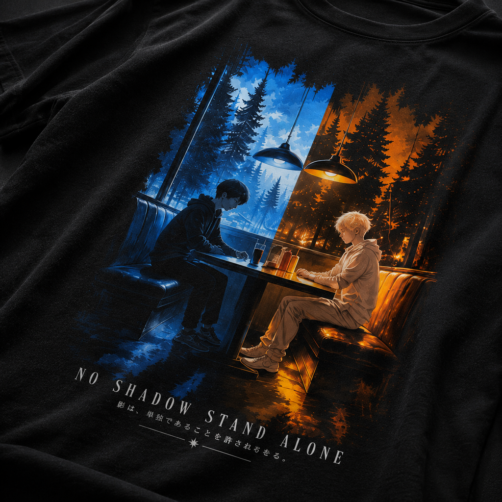 No Shadow Stands Alone – Premium Anime | Unisex AOP T-Shirt