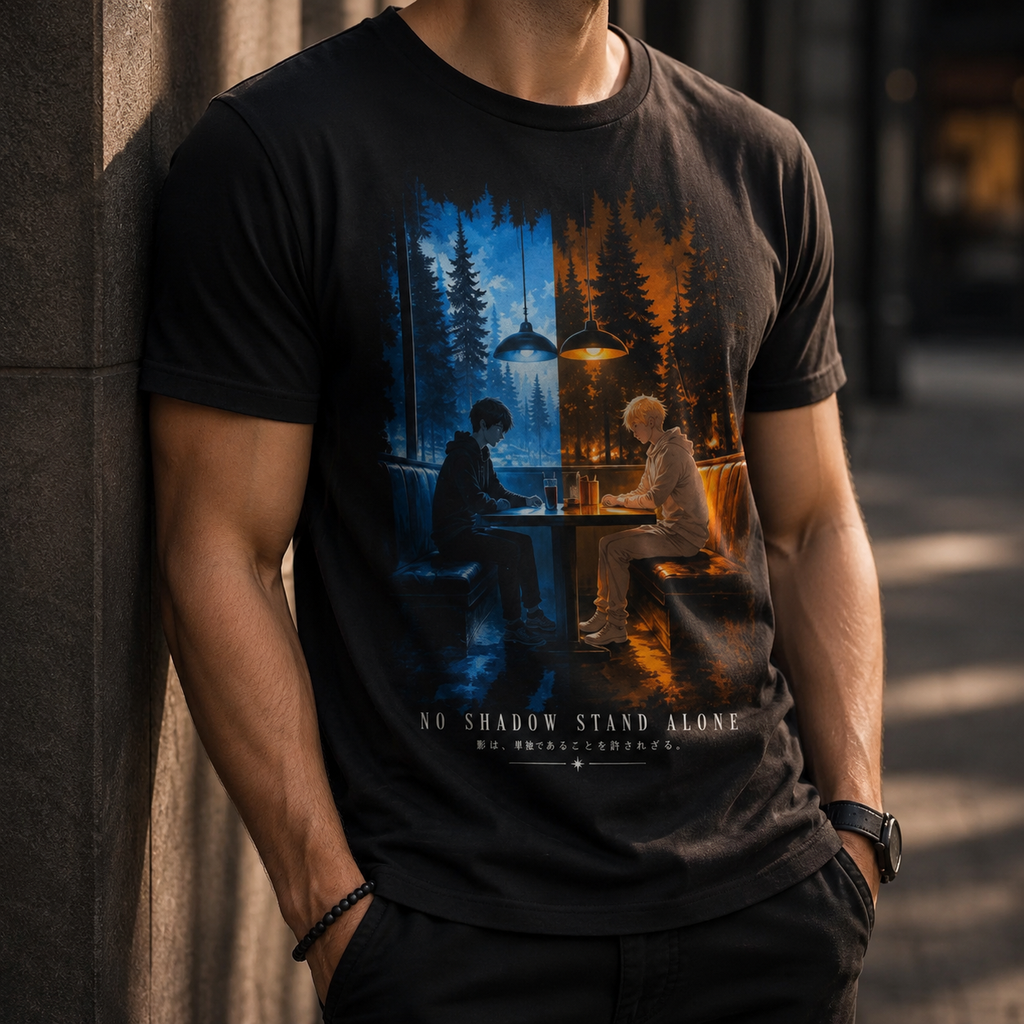No Shadow Stands Alone – Premium Anime | Unisex AOP T-Shirt