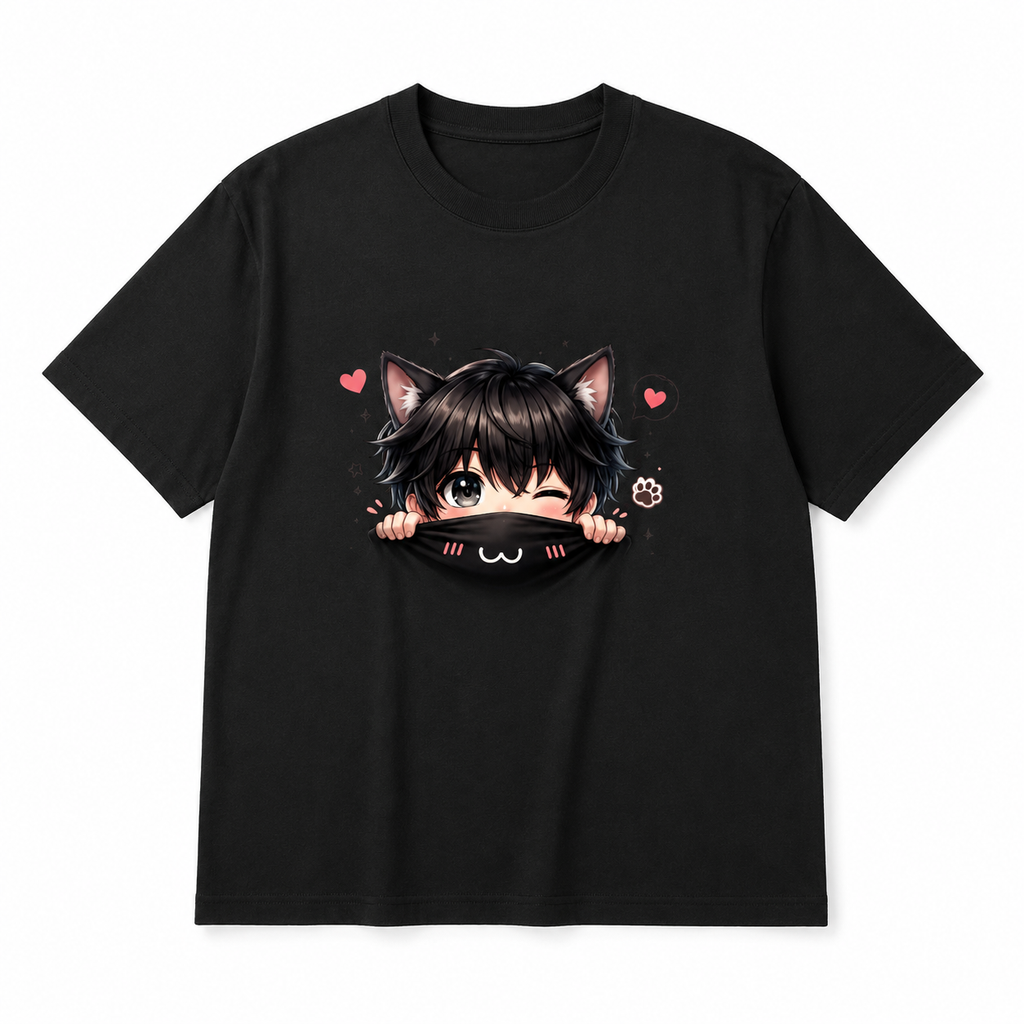 Kawaii Shadow Cat | Unisex Oversized T-Shirt