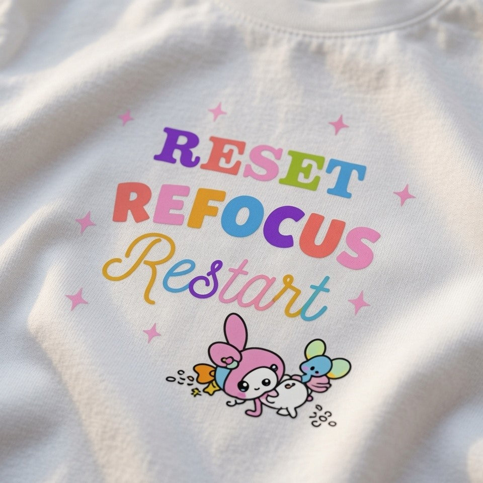 Reset • Refocus • Restart – Cute Motivational | Female Crop Top