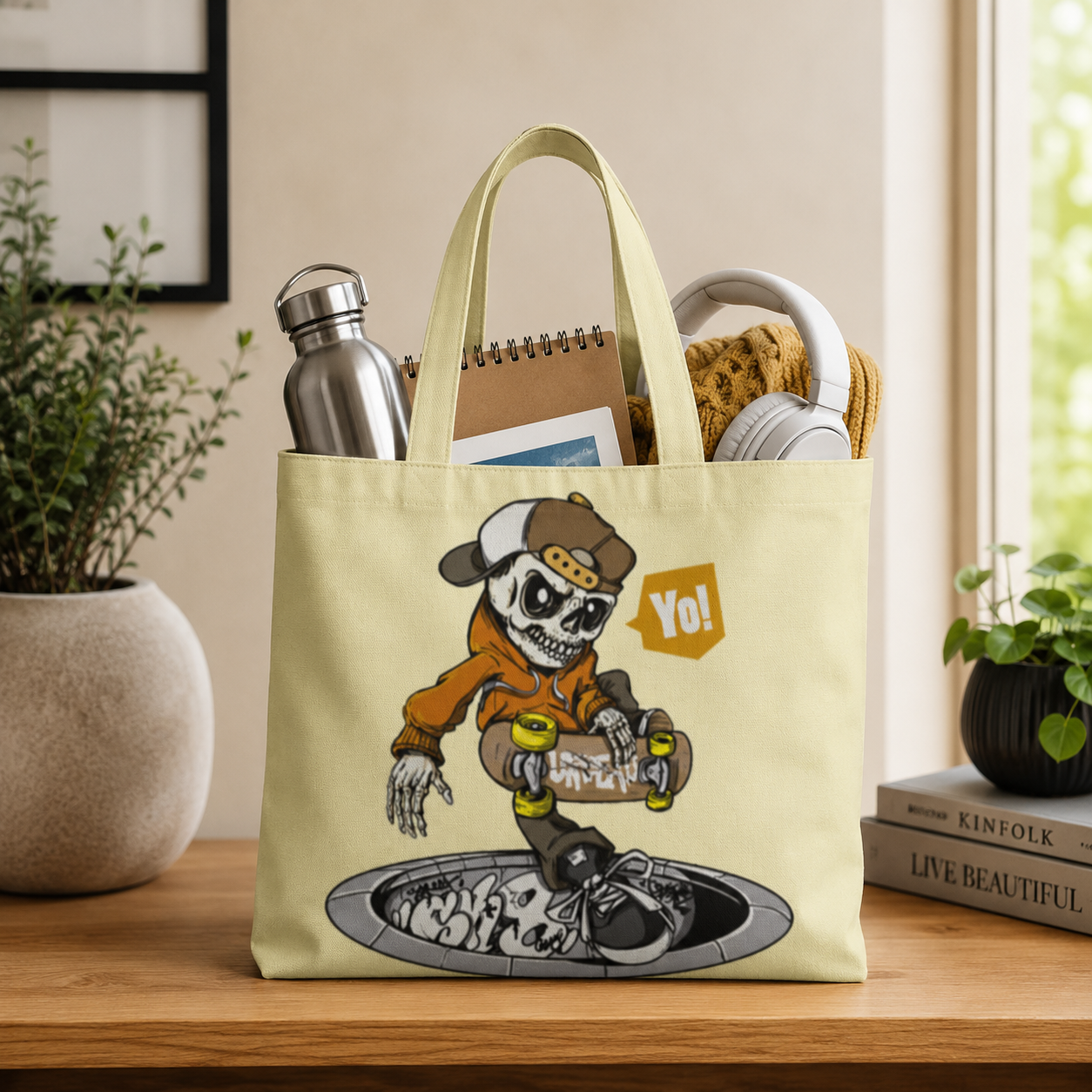 Bone Skater | Unisex Large Tote Bags