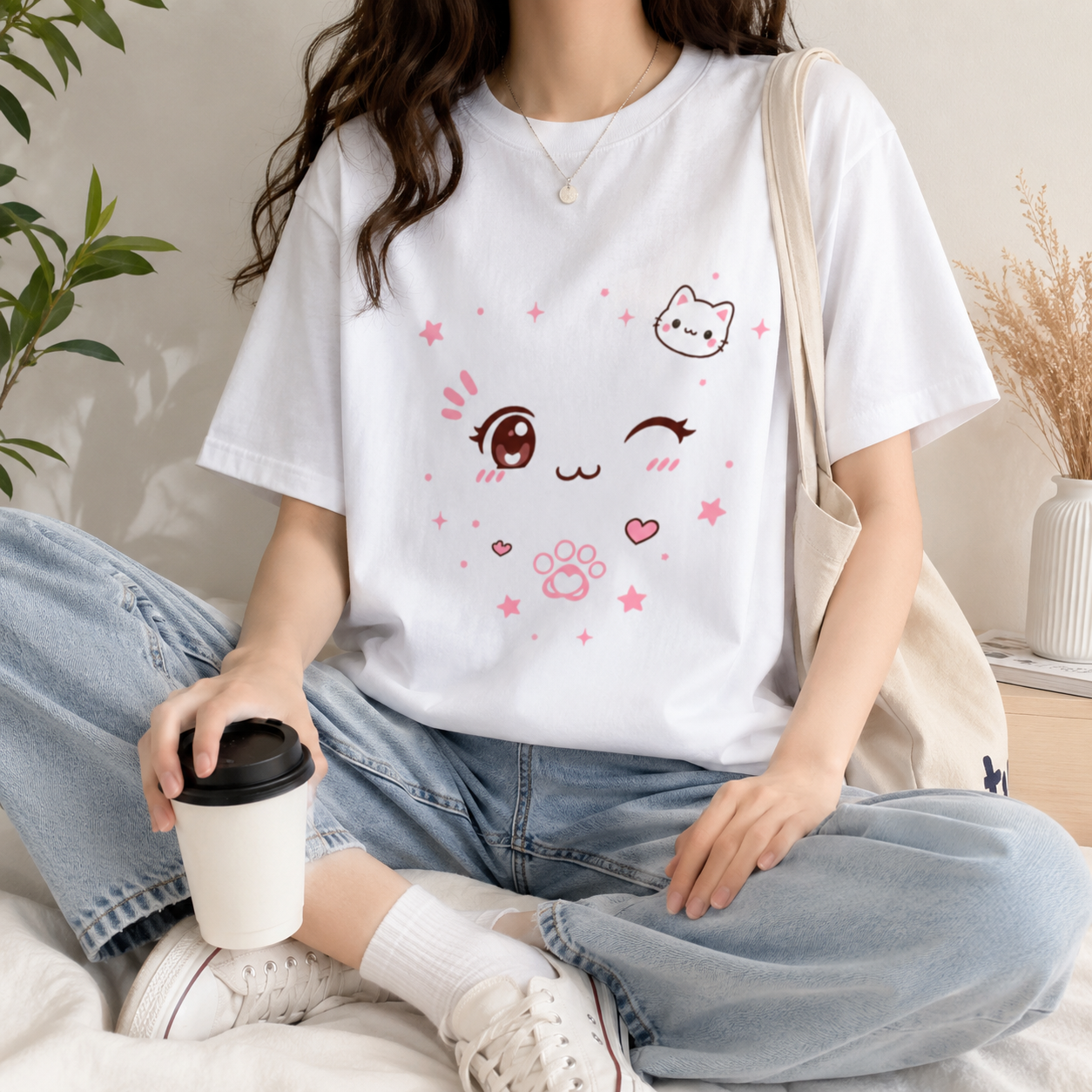 Kawaii Cat Aesthetic T-Shirts | Unisex Oversized T-Shirt