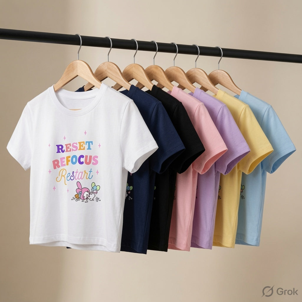 Reset • Refocus • Restart – Cute Motivational | Female Crop Top