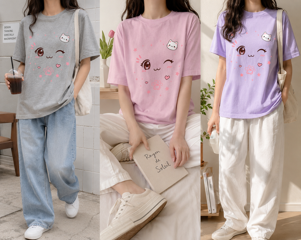 Kawaii Cat Aesthetic T-Shirts | Unisex Oversized T-Shirt