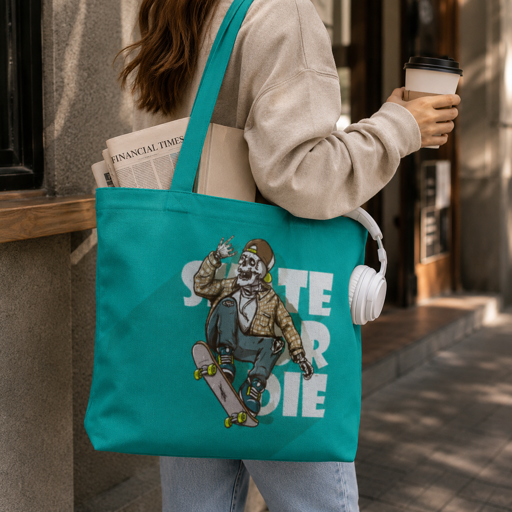 Skater Skeleton | Unisex Large Tote Bags