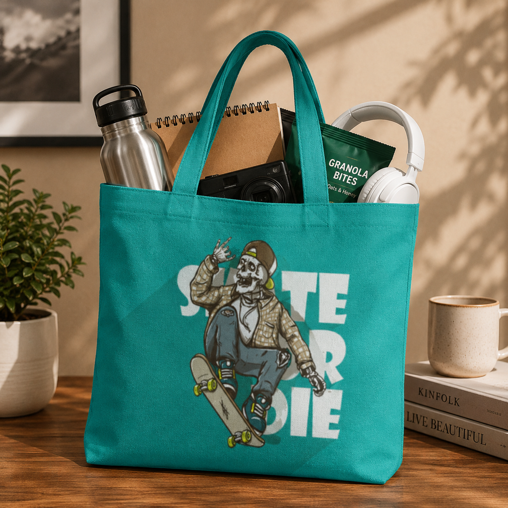 Skater Skeleton | Unisex Large Tote Bags