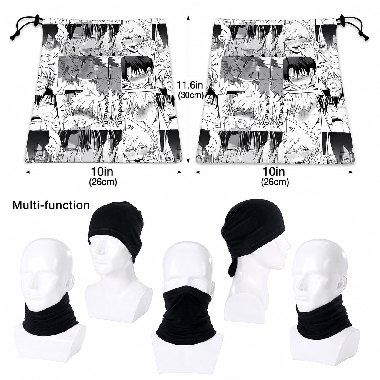 Kawaii Anime Cat Face Bandana | Couple Bandana